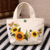 Hand Embroidered Sunflower Tote Bag | Floral Artisan Handbag | Cotton Canvas Mini Carry Bag | Handmade Ethnic Purse