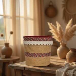 Handcrafted Jute Storage Basket | Eco-Friendly Decorative Organizer Bin | Artisan Braided Jute Basket for Home Decor