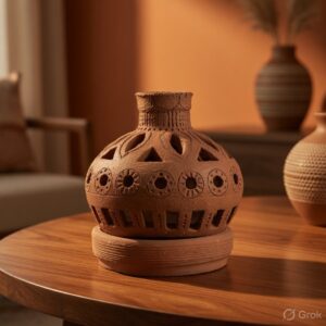 Handcrafted Terracotta Decorative Vase | Artisan Clay Home Décor Pot | Traditional Earthen Pottery Showpiece